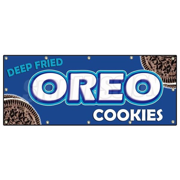 DEEP FRIED OREOS BANNER SIGN warm fresh homemade stick candy bar oreo